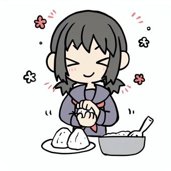 おにぎりを握る笑顔の学生少女 おにぎりを握る笑顔の学生少女 学生,おにぎり,笑顔,握る,うれしい,楽しみ,にこにこ,期待,気持ち,込めるのイラスト素材