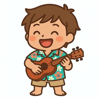 ウクレレを弾く男性
