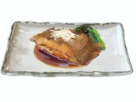 カレイの煮つけ（2） かれい,カレイ,煮つけ,定食,和風,ご飯,日本,料理,和食,料理店のイラスト素材