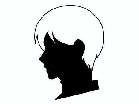 男性シルエット横顔７ 男性,メンズ,横顔,シルエット,髪型,少年,青年,ヘアスタイル,ショートカット,ショートヘアのイラスト素材