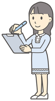  ワンピースお嬢様-004-全身 バインダー,お嬢様,女性,女の子,オシャレ,人物,かわいい,ファイル,書く,ペンのイラスト素材