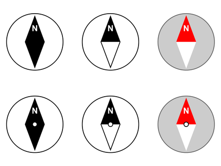 方角・方位磁石DセットNが円の中に収まる 方位磁針,コンパス,北,方位磁石,方角,地図,東西南北のイラスト素材