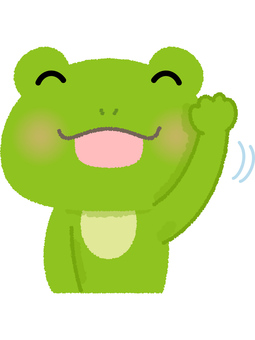 カエルえへへ カエル,照れる,笑顔,ごまかす,両生類,動物,緑のイラスト素材