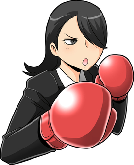 フックを打つOL 人物,女性,女子,ボクシング,格闘,ボクサー,キャリアウーマン,ビジネス,スーツ,スポーツのイラスト素材
