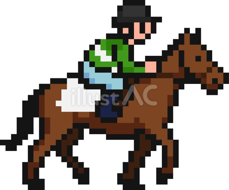ドット絵の競馬の黒の騎手です。 ドット絵,競馬,騎手のイラスト素材
