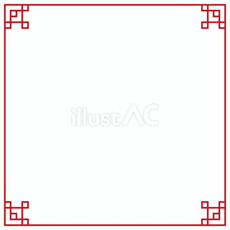 中華風のシンプルフレーム・正方形 中華風,中国,フレームのイラスト素材