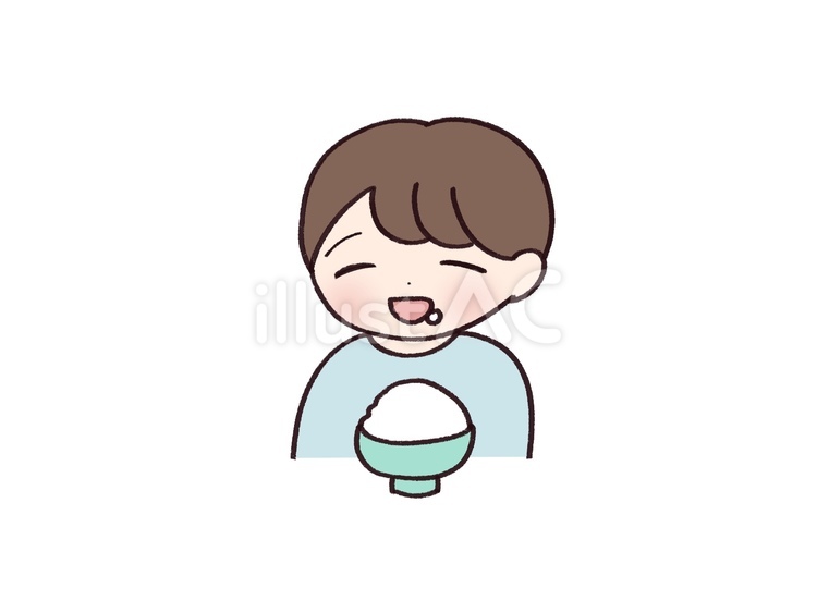 口元にご飯粒がついた男の子 ごはん,ランチ,給食のイラスト素材