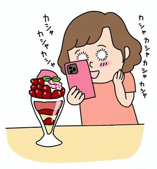 スイーツ女子 スイーツ,デザート,パフェ,おやつ,お菓子,女子,女の子,インスタ,映え写真,おいしいのイラスト素材