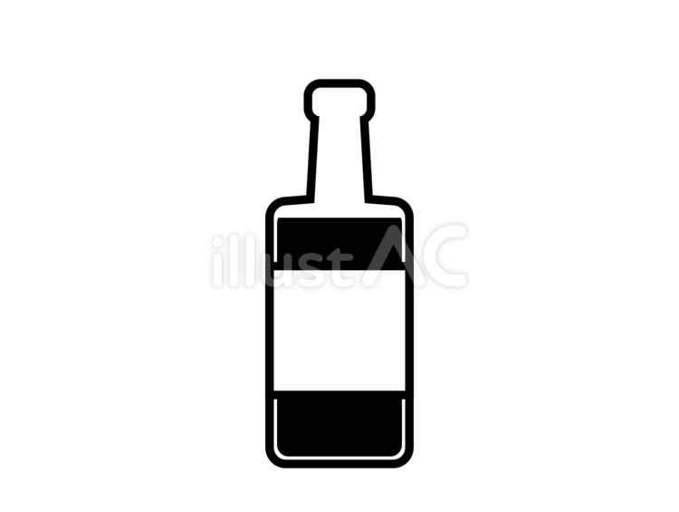 ラベル付きの瓶の白黒アイコン2 瓶,びん,飲み物のイラスト素材
