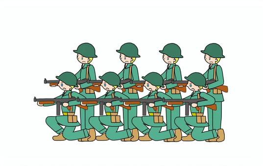 射撃姿勢の米軍部隊 米兵,米軍,アメリカ兵,アメリカ軍,連合軍,連合軍兵士,太平洋戦争,第二次世界大戦,兵士,軍隊のイラスト素材