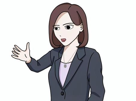 真面目に説明するスーツ姿の女性 真面目,真剣,説明,話す,スーツ,女性,ol,会社員,上司,社会人のイラスト素材
