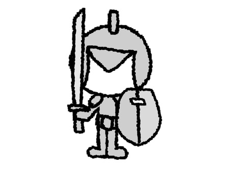 兵士 兵士,鎧,剣,盾,シルエット,pop調,手描き,挿絵,ワンポイント,素材のイラスト素材