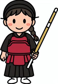 剣道の茶色の女の子です。 剣道,シンプル,スポーツ,部活,クラブ,サークル,武道,和風,面,胴着のイラスト素材