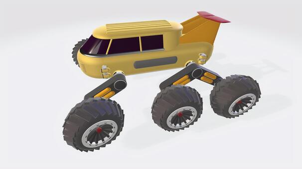 大型6輪タイヤオフロードEVバギー⑤ オフロード,タイヤ,悪路,コックピット,ライト,バンパー,エンジン,ev,走行,ホイールのイラスト素材