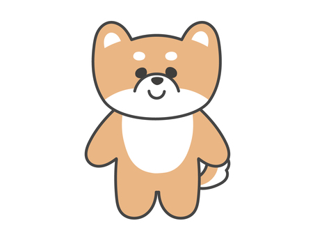 柴犬のかわいいキャラクター　笑顔 柴犬,豆柴,犬,キャラクター,全身,ぬいぐるみ,かわいい,動物,立っている,笑顔のイラスト素材