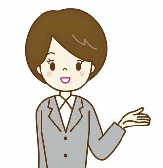 会社　ご案内する2 社員,会社,仕事,案内,どうぞ,こちらへ,スーツ,女性,若い,新入社員のイラスト素材