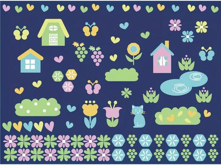 北欧カラーの庭アイコンセット