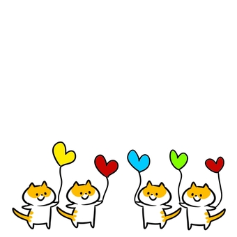 Cat, cat, heart, balloon, JPG