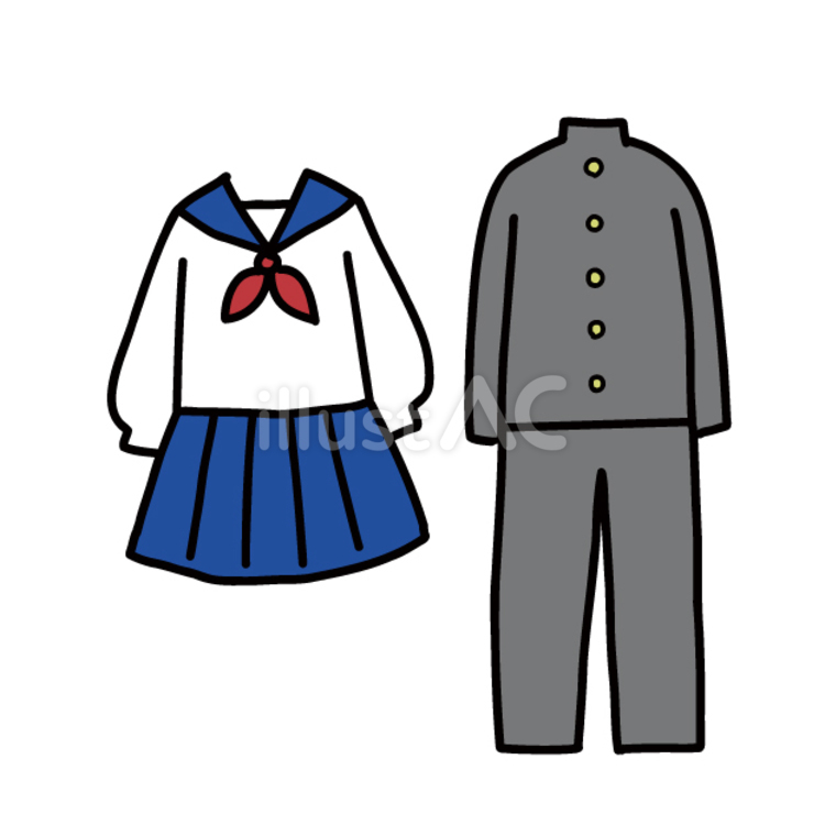 冬の制服 中学校,1年生,ファッションのイラスト素材