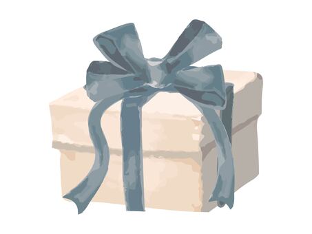 青いリボンのプレゼントの箱 プレゼント,箱,リボン,青,水色,贈り物,イベント,ギフト,お祝い,記念日のイラスト素材