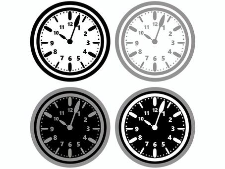 時計 / 四種枠内非透過 時計,壁掛け時計,目覚まし時計,ウォッチ,watch,腕時計,タイム,ストップウォッチ,鳩時計,時間のイラスト素材