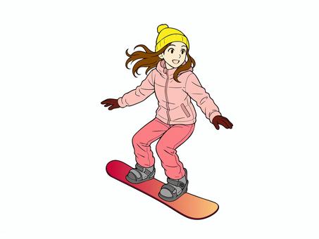スノボーをしている女性のイラスト スノボー,女性,冬,シンプル,人,スノーボード,ウインタースポーツのイラスト素材