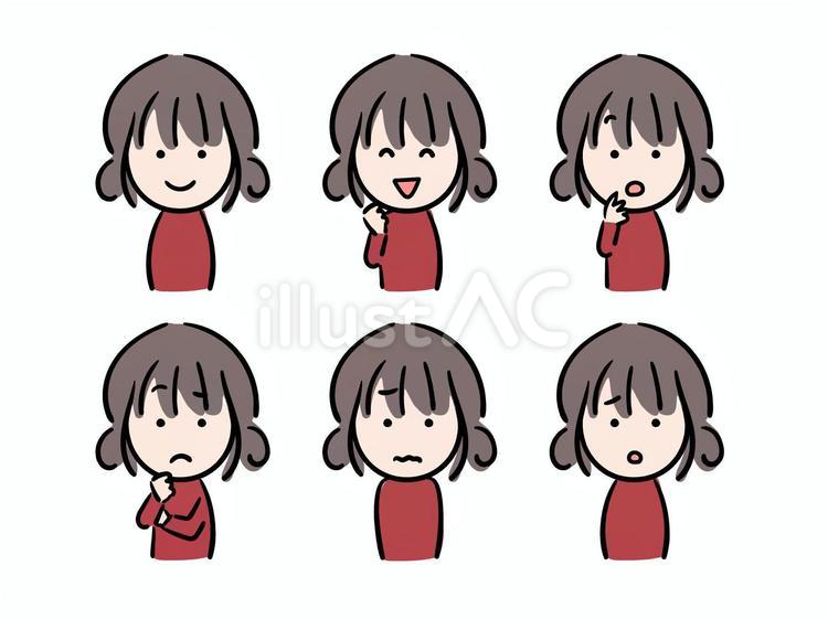 いろいろな表情とポーズの女性 人物,女性,ポーズのイラスト素材
