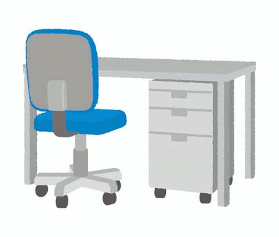 デスクとチェア デスク,オフィス,オフィス家具,事務用品,事務机,チェア,鳥瞰図,俯瞰図,俯瞰,ビジネスのイラスト素材