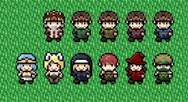人物まとめ（ドット絵） ドット絵,レトロ,ゲーム,ファンタジー,人物,冒険,rpg,ロールプレイング,勇者,ヒーローのイラスト素材