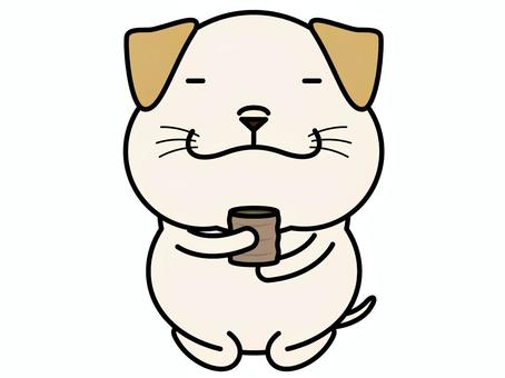 ラブラドールさん お茶 ラブラドール,ラブラドールレトリバー,お茶,湯飲み,休憩,一服,寛ぐ,犬,動物,キャラクターのイラスト素材