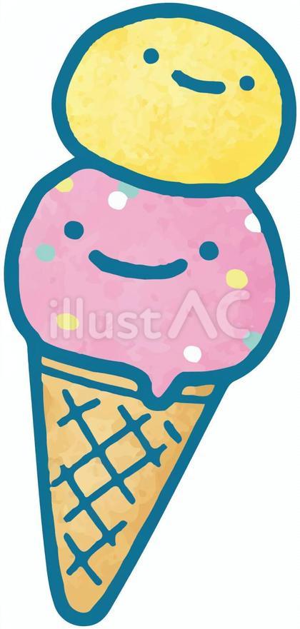 2段重ねのアイスクリームキャラクター