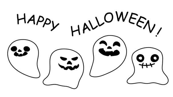 halloween3 ハロウィン,お化け,線画,塗り絵,ベクター,手描きのイラスト素材
