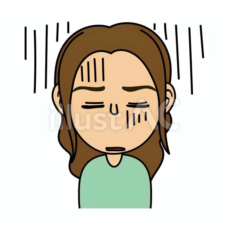 女の子_D落ち込んだ表情 こども,感情,女の子のイラスト素材