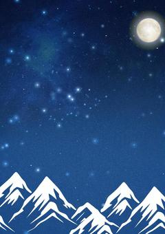 シンプル夜景type2 シンプル夜景type2 雪山,月,星のイラスト素材