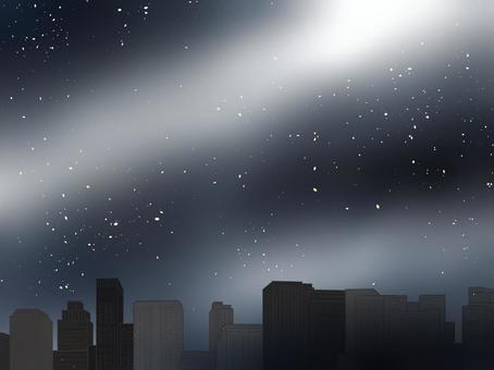 ビルと星空のイラスト