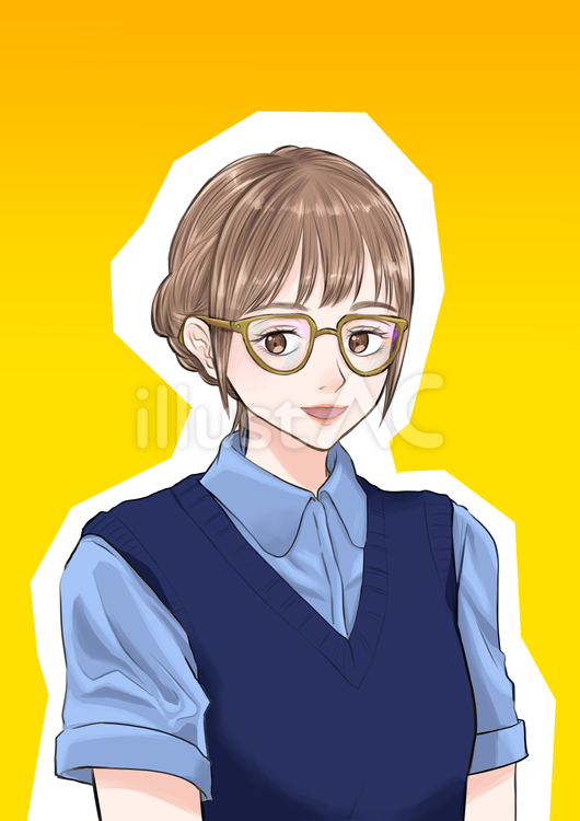 眼鏡をかけた女の子 女の子,女性,眼鏡のイラスト素材