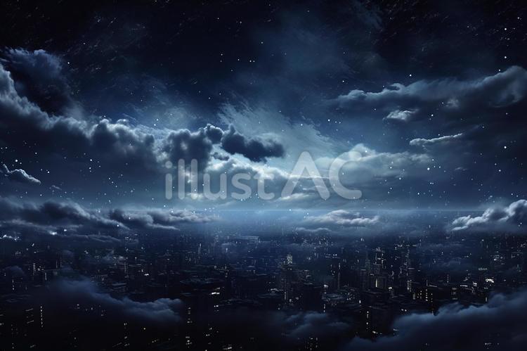 幻想的な街の夜景 街,都市,夜景のイラスト素材