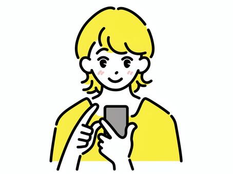 スマホを操作する若い女性 スマートフォン,スマホ,操作,タップ,女性,若い,持つ,画面,ひまつぶし,暇つぶしのイラスト素材