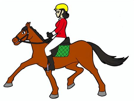 女性 乗馬 イラスト 女性 乗馬 イラスト 女性,ジョッキー,乗馬,動物,茶色,馬,背景,色なしのイラスト素材