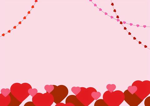 かわいいハートの背景素材③ライン バレンタイン,ハート,背景,フレーム,枠,ハート型,赤,飾り,ピンク,2月のイラスト素材