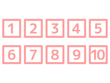 学習、リスト、ランキング1～10のセット 数字,ナンバー,通し番号,アイコン,エレメント,リスト,ランキング,順位,ステップ,順番のイラスト素材