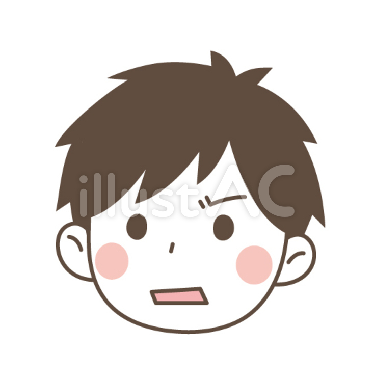 男の子 顔,表情,怒りのイラスト素材