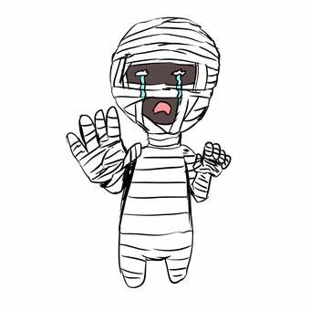 泣き顔のミイラ 泣き顔,表情,ミイラ,ハロウィン素材,包帯のイラスト素材