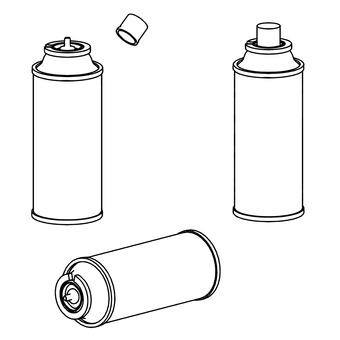 カセットガスの線画 カセットガス,ガス,カセットボンベ,カセットコンロ,線画,モノクロ,立体のイラスト素材