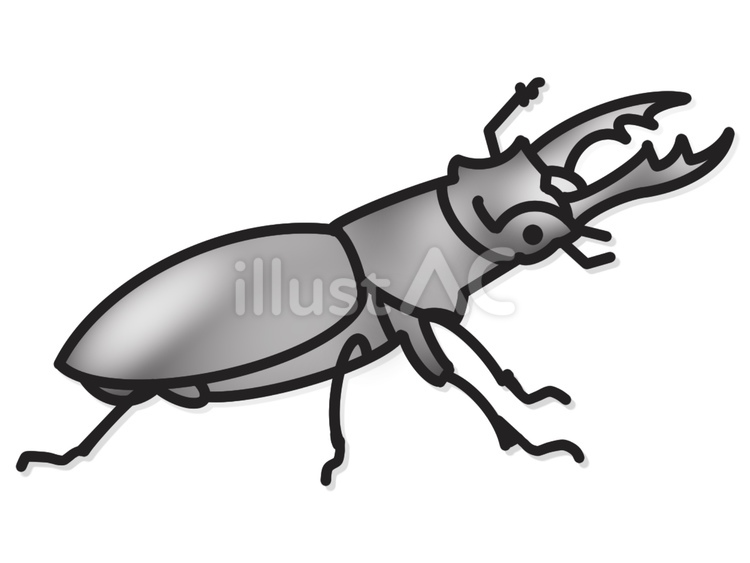 クワガタムシのシンプルな線画イラスト クワガタ,昆虫,虫のイラスト素材