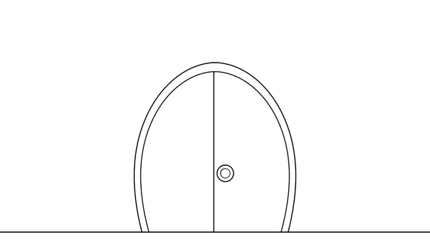 扉(線画)5_3 扉,引き戸,片開き,線画,少し開く,入口,出口,シンプルのイラスト素材