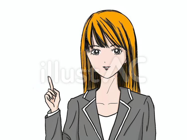 指差ししている女性 女性,指差し,ポイントのイラスト素材