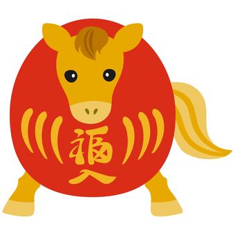 午年のダルマ ダルマ,馬,干支,十二支,午年,令和八年,年賀状,2026,祈願,厄除けのイラスト素材