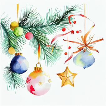 聖誕飾品的水彩插圖, 聖誕飾品的水彩插圖, 聖誕節, 裝飾, 照明,