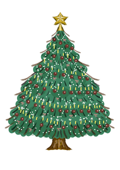 クリスマスツリーのカラーイラスト クリスマスツリーのカラーイラスト クリスマスツリー,植物,木,星,ベタ塗り,デコレーション,大樹,クリスマス,飾り,冬のイラスト素材